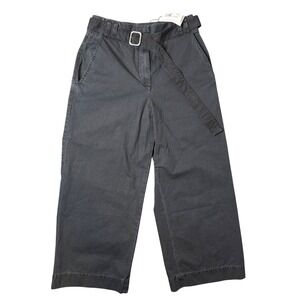 Proenza‎ Schouler White Label Washed Cotton Belted Wide Leg Pants Size 8 NEW